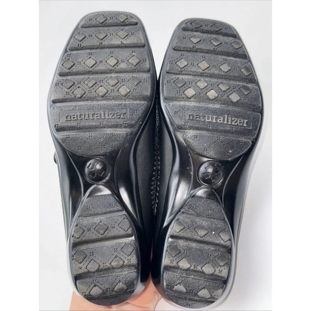 Naturalizer Black Leather Suede JOYFUL Mule Slip On Women's Size 4.5M Square Toe